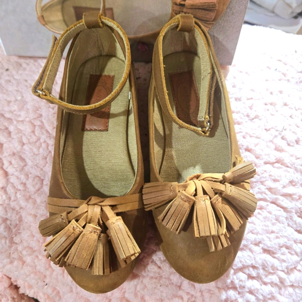 Brown Leather Joyfolie Penelope Flat Shoe Sz 12